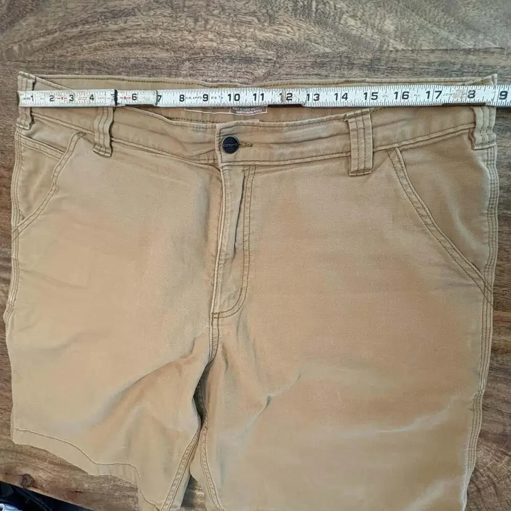 Carhartt Shorts Mens 38 Beige Canvas Rugged Flex Relaxed Fit Work 9 Inseam